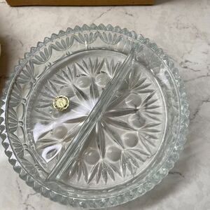 Vintage Princess House 829 Lead Crystal Radiant‎ Relish Bowl Divided Candy Dish